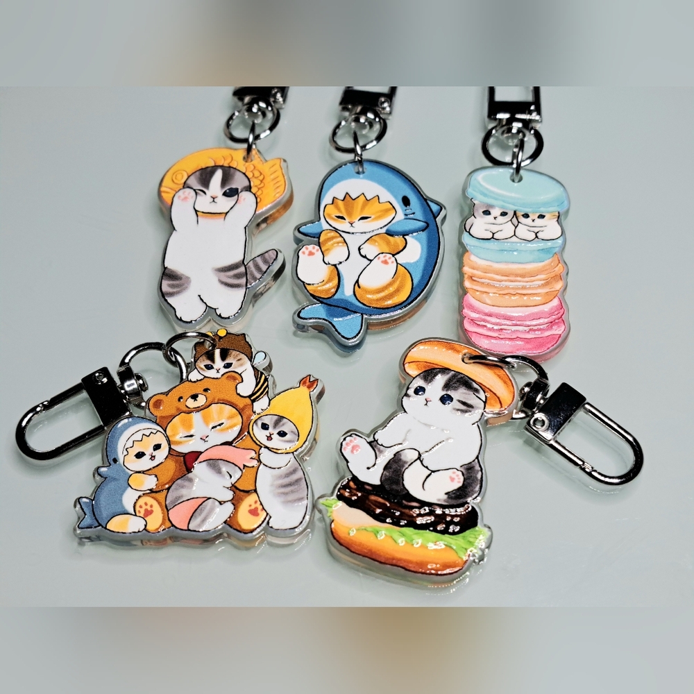 Mofusand Cats Keychain Purse Backpack Charm Clip Set - Picture 2 of 3